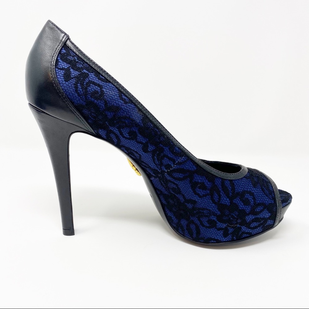 Pour La Victoire blue high heel pumps black lace 9 - Picture 7 of 8